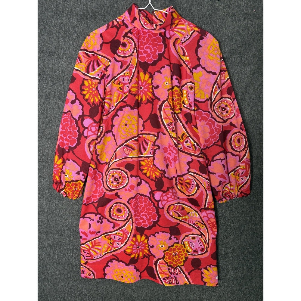 Vintage Sisters Of St. Clare Dress Womens M Pink Floral Mock Neck Shift 60s